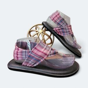 Sanuk Yoga Sling Sandals Red Multi color Print Size 7